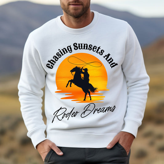 Chasing Sunsets and Rodeo Dreams Sweathirt,  Western Apparel, Country Music Shirt, Cowboy Gift