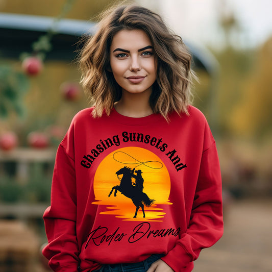 Chasing Sunsets and Rodeo Dreams Sweathirt,  Western Apparel, Country Music Shirt, Cowboy Gift