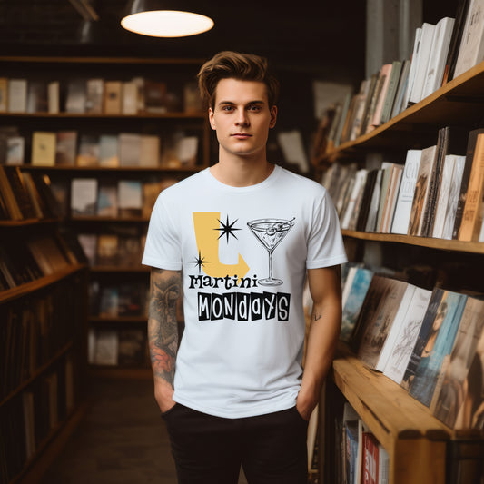 Retro Martini Cocktail T-Shirt, Martini Mondays, Funny Drink Shirt, Cocktail Lover Gift, Casual Party Tee, Weekend Vibes Apparel, Gift for Friends , Funny Vintage Happy Hour Tee