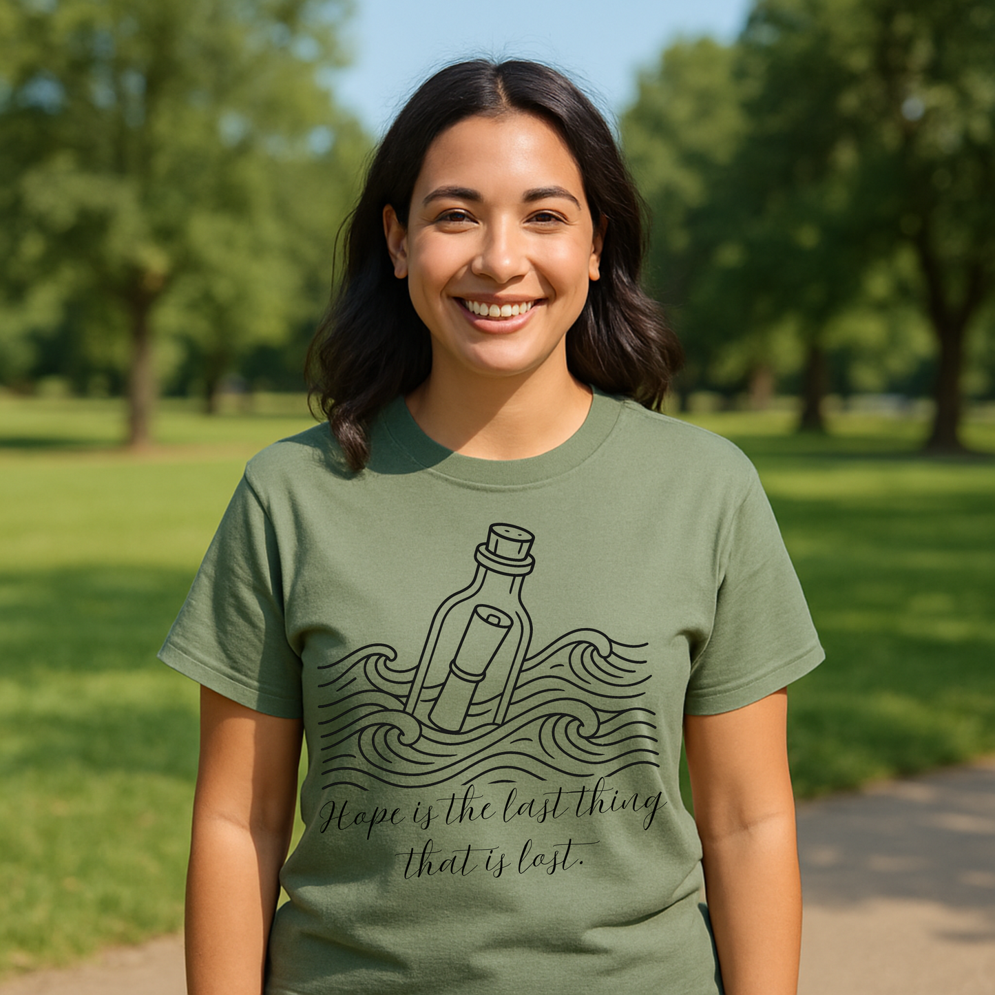 Hope Message in a Bottle T-Shirt – Inspirational Graphic Tee for Dreamers & Believers