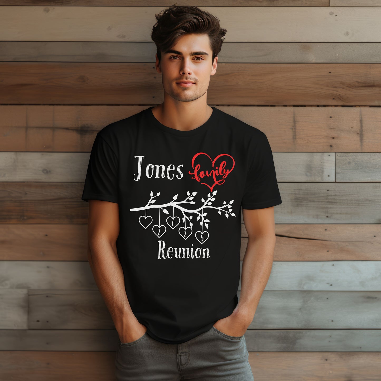 Family Reunion Heart T-Shirt , Family Gathering Shirt, Matching Family Tees, Personalized Family Apparel, Heart Unisex Softstyle Tee Fam1