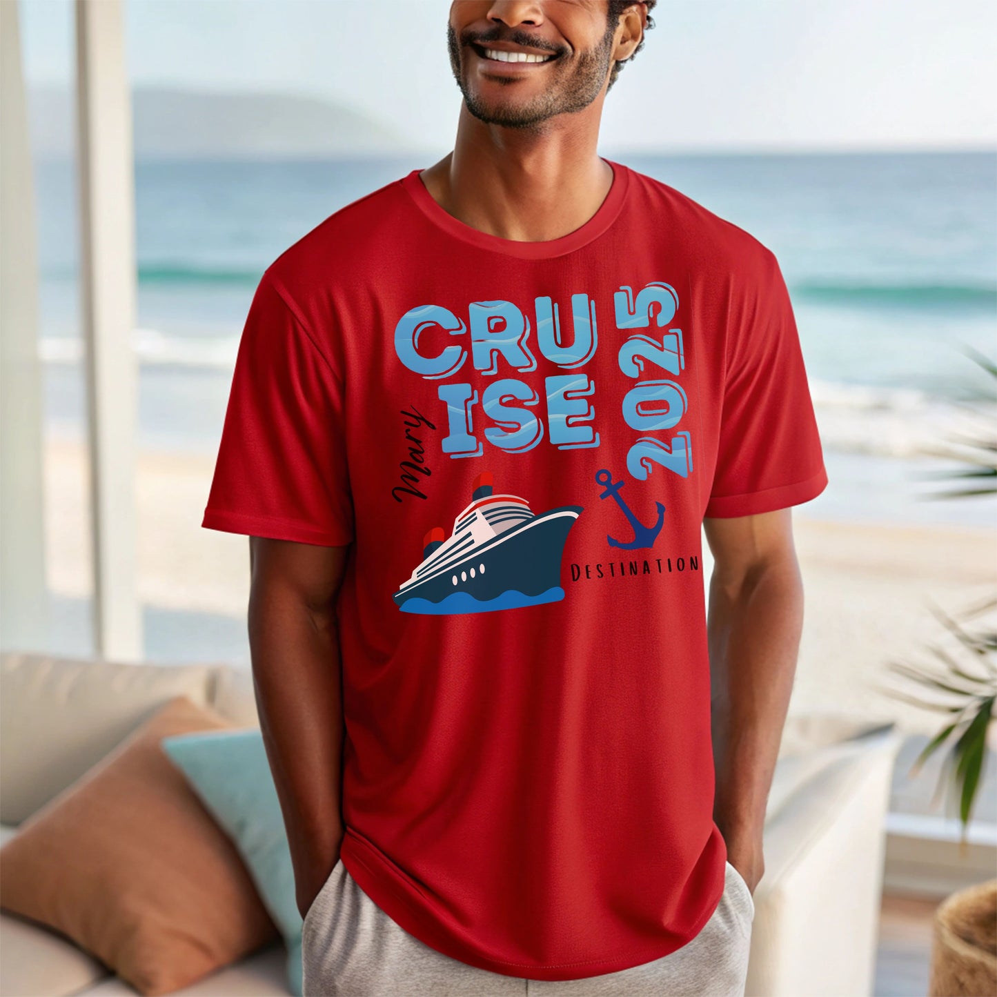 Cruise Adventure Unisex T-Shirt, Personalized “Cruise” T-Shirt with Ship Graphic , Custom Name Vacation Tee, Travel Shirt, Nautical Apparel, Gifts for Cruisers, Summer Trip Outfit