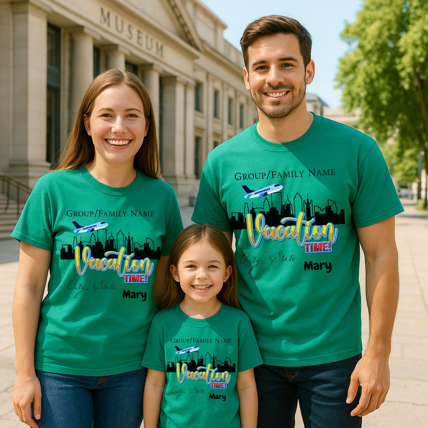 Personalized Vacation T-Shirt, Family Trip Shirt, Travel T-Shirt, Custom Group Vacation Tee, Summer Vacation Souvenir City Trip Custom “Vacation Time!” Family Trip T-Shirt, Personalized Group Name, City & State Travel Tee