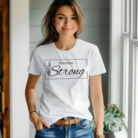 Forever Strong Gladiolus Flower T-Shirt – Inspirational Strength Graphic Tee