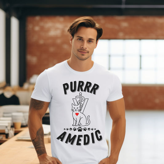Purramedic Cat Lover T-Shirt – Funny Vet Tech Gift & Animal Rescue Tee