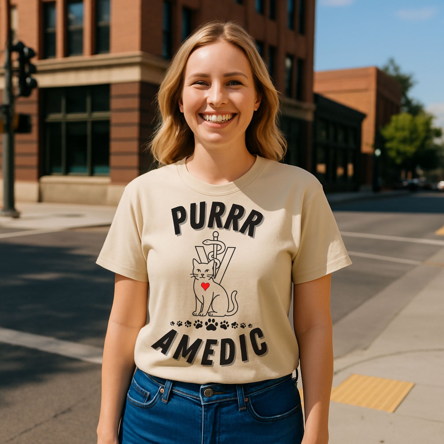 Purramedic Cat Lover T-Shirt – Funny Vet Tech Gift & Animal Rescue Tee
