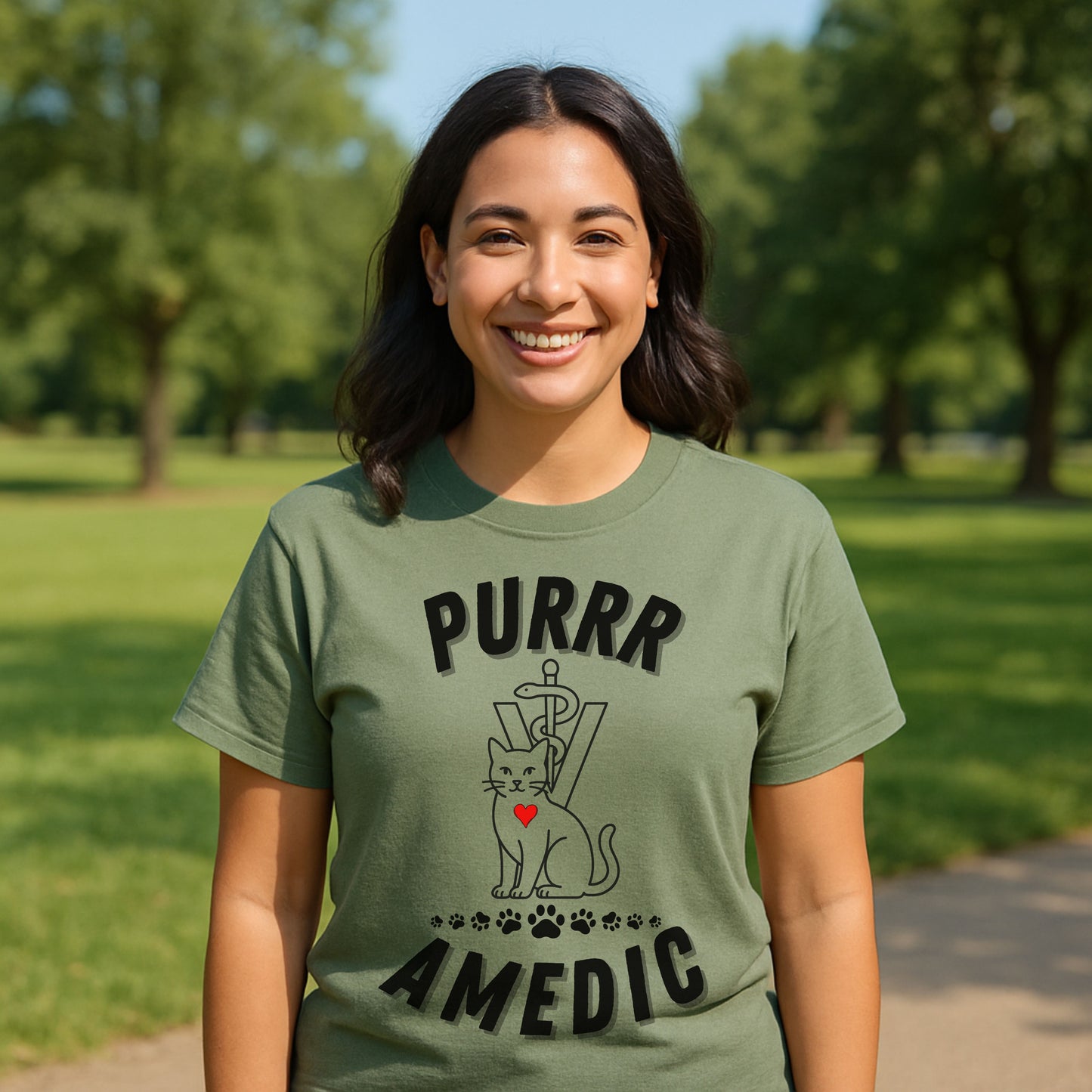 Purramedic Cat Lover T-Shirt – Funny Vet Tech Gift & Animal Rescue Tee