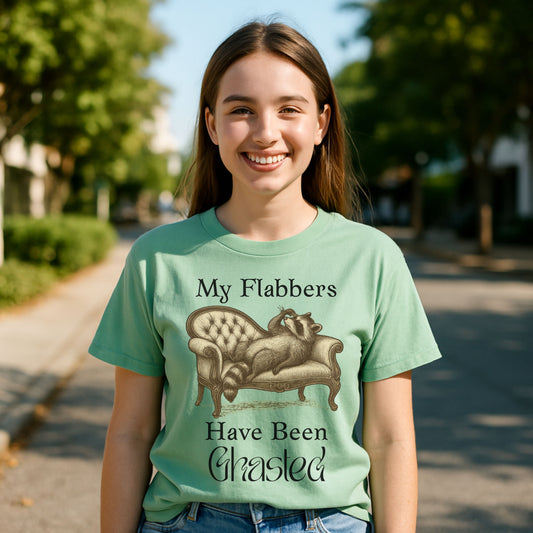 My Flabbers Have Been Ghasted Raccoon T-Shirt – Funny Vintage-Style Animal Tee, Sarcastic Retro Shirt for Introverts & Humor Lovers