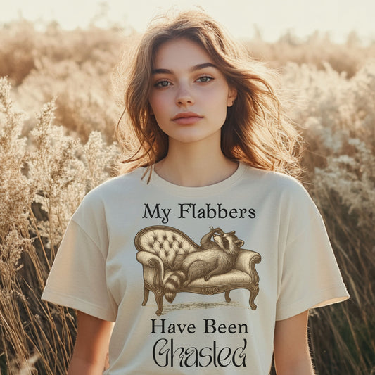 My Flabbers Have Been Ghasted Raccoon T-Shirt – Funny Vintage-Style Animal Tee, Sarcastic Retro Shirt for Introverts & Humor Lovers