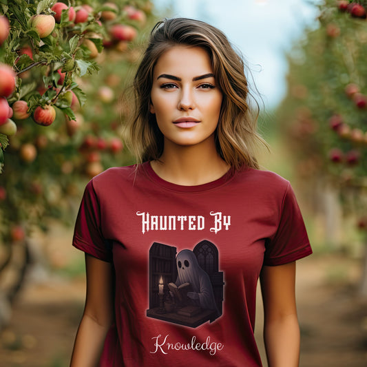 Haunted by Knowledge T-Shirt – Dark Academia Ghost Shirt for Book Lovers & Scholars