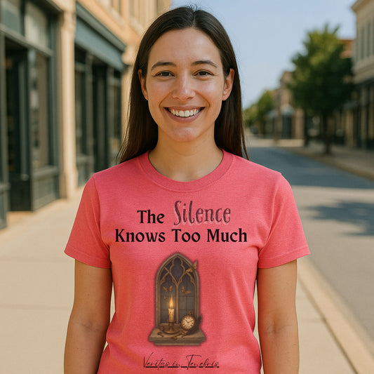 The Silence Knows Too Much T-Shirt – Dark Academia Candle & Clock Aesthetic Tee