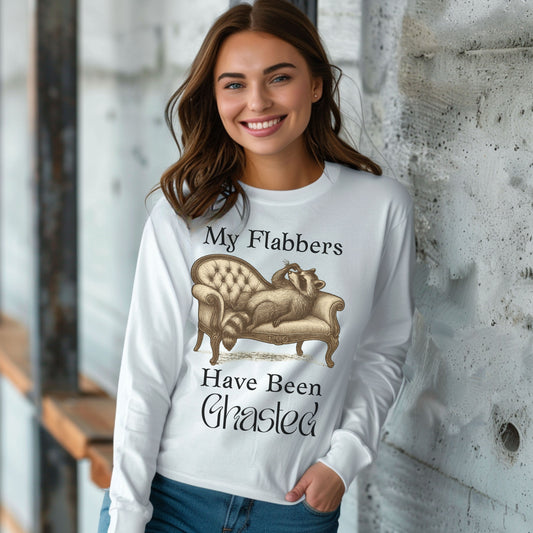 My Flabbers Have Been Ghasted Raccoon Long Sleeve T-Shirt – Funny Vintage-Style Animal Tee, Sarcastic Retro Shirt for Introverts & Humor Lovers