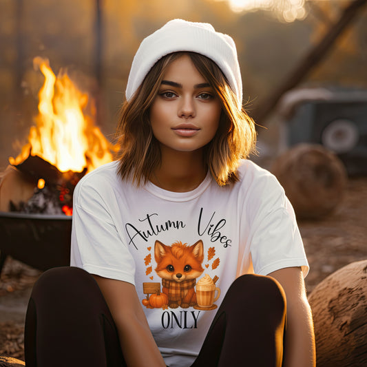 Autumn Vibes Only T-Shirt – Cute Fox Fall Shirt for Pumpkin Spice & Cozy Season Lovers