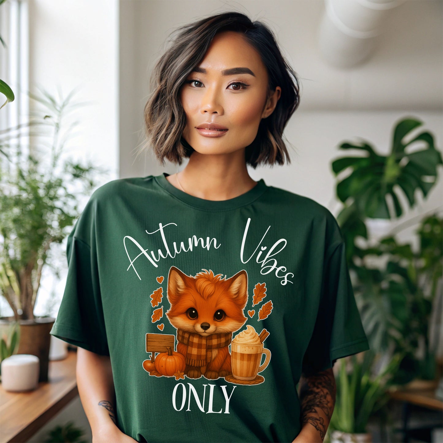 Autumn Vibes Only T-Shirt – Cute Fox Fall Shirt for Pumpkin Spice & Cozy Season Lovers