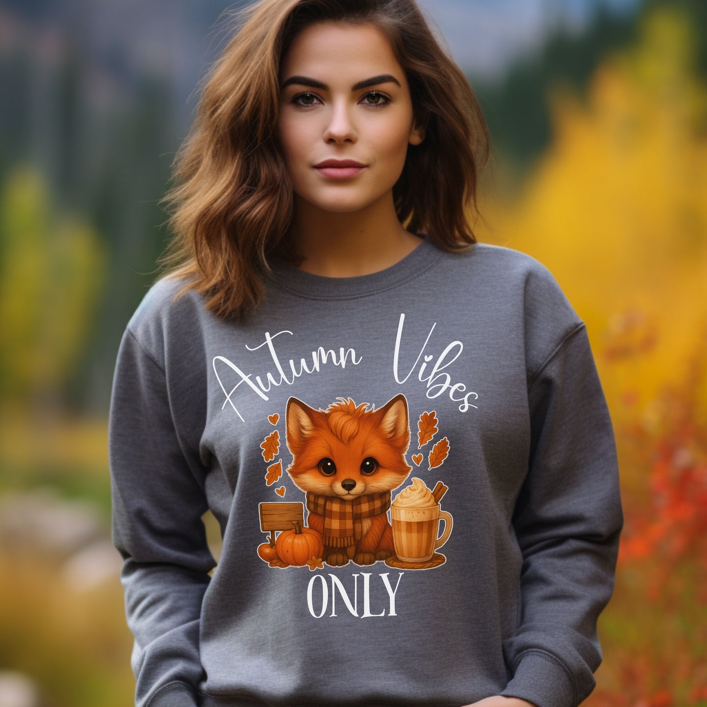 Autumn Vibes Only Sweatshirt – Cute Fox Fall Shirt for Pumpkin Spice & Cozy Season Lovers