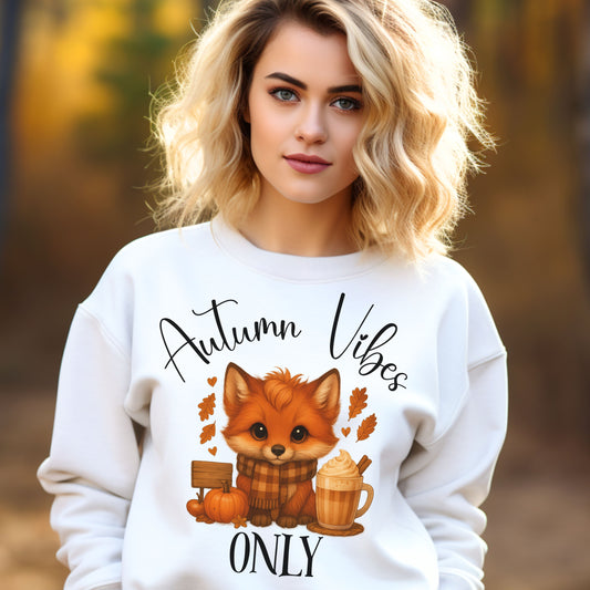 Autumn Vibes Only Sweatshirt – Cute Fox Fall Shirt for Pumpkin Spice & Cozy Season Lovers