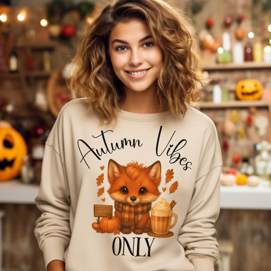 Autumn Vibes Only Sweatshirt – Cute Fox Fall Shirt for Pumpkin Spice & Cozy Season Lovers