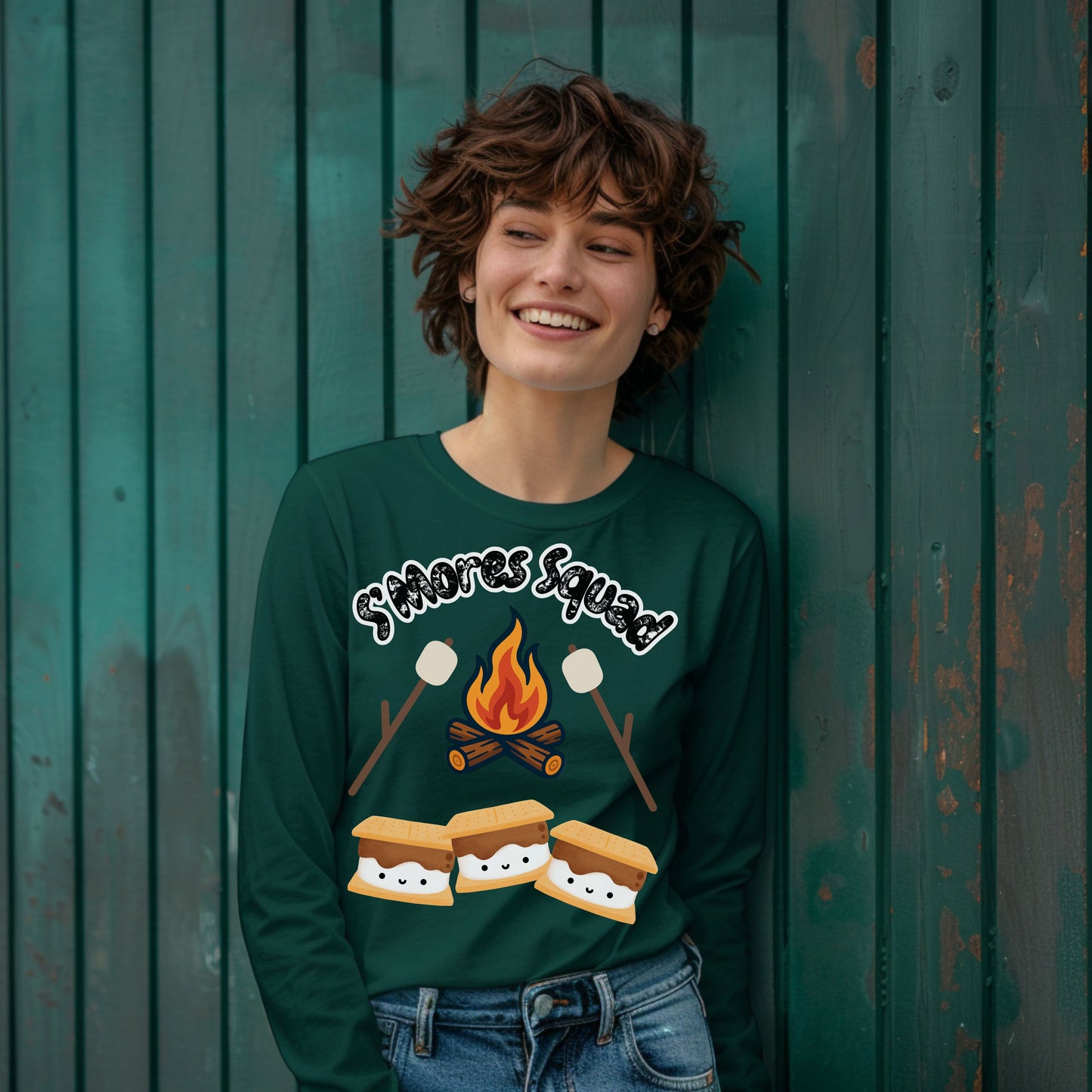 S'mores Squad Long Sleeve T-Shirt, Fun Camping Shirt, Summer Vibes Tee, Unisex Graphic Tee, Outdoor Adventure Outfit