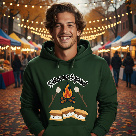 S'mores Squad Hoodie, Fun Camping Shirt, Unisex Graphic Sweatshirt, Outdoor Adventure Outfit