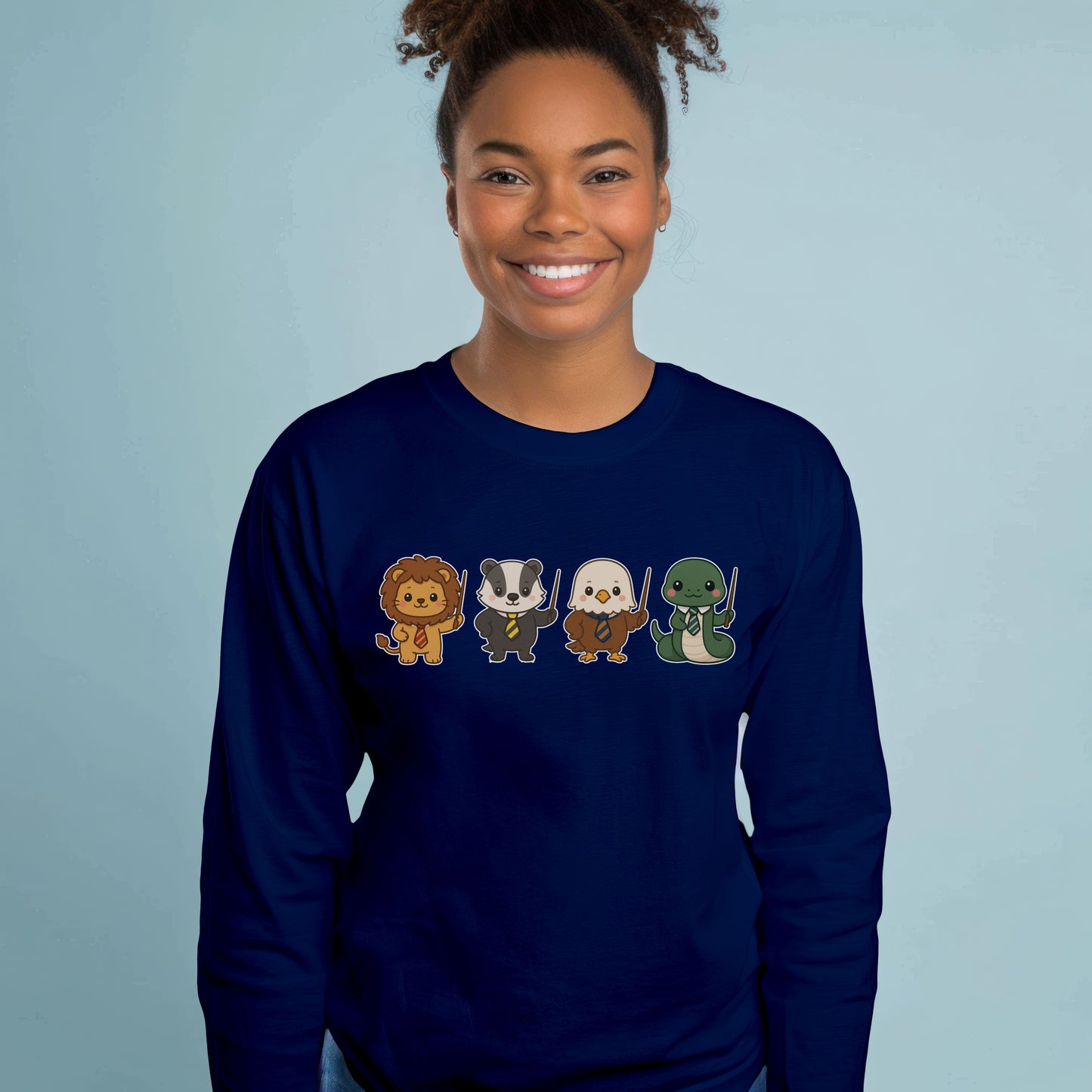 Cute Wizard Animal Mascots Long Sleeve T-Shirt – Magical Creatures Tee