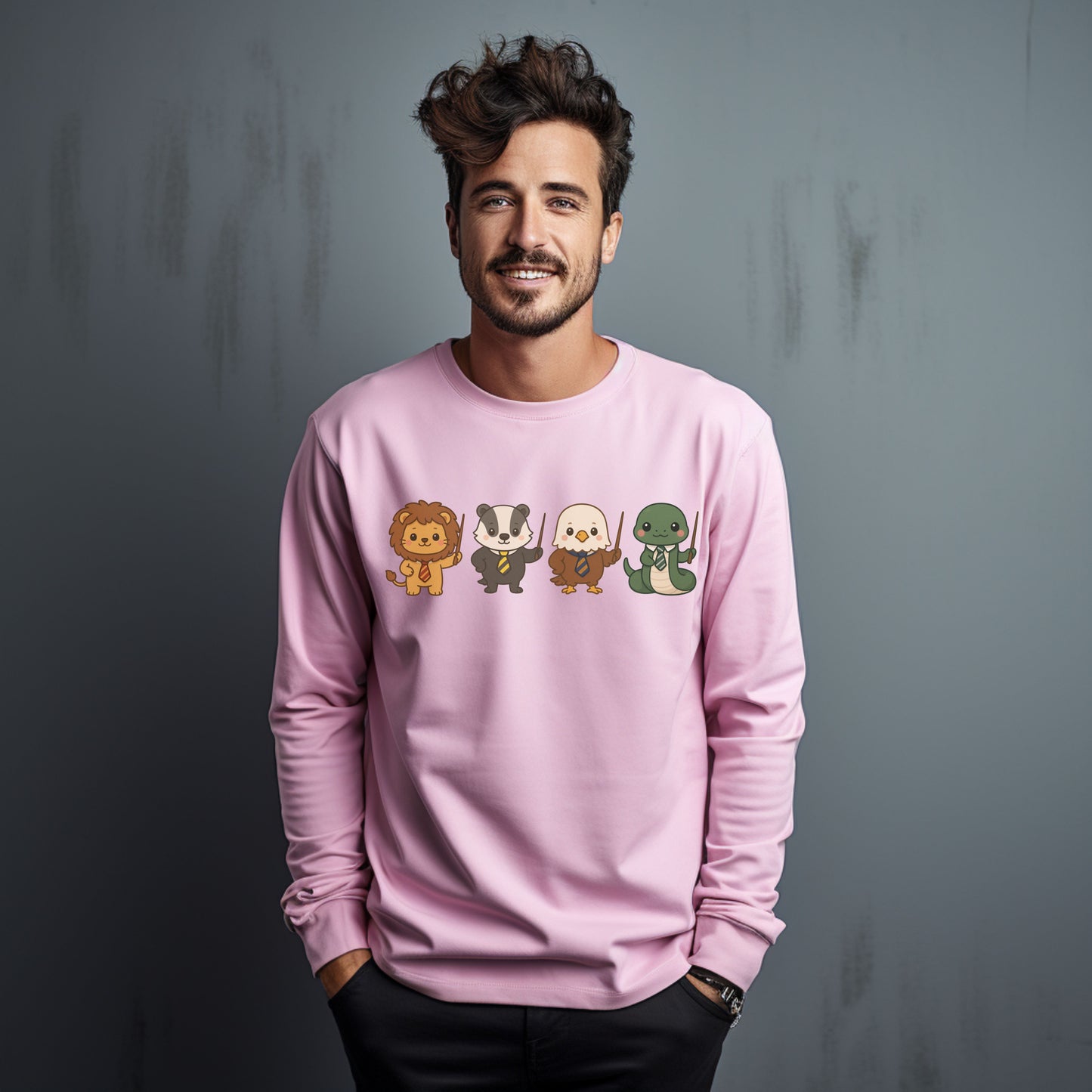Cute Wizard Animal Mascots Long Sleeve T-Shirt – Magical Creatures Tee