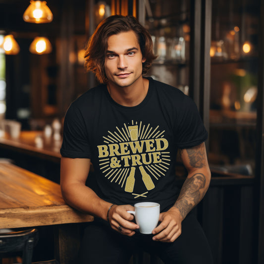 Brewed & True Retro Beer T-Shirt – Vintage Craft Beer Drinking Tee for Men & Women