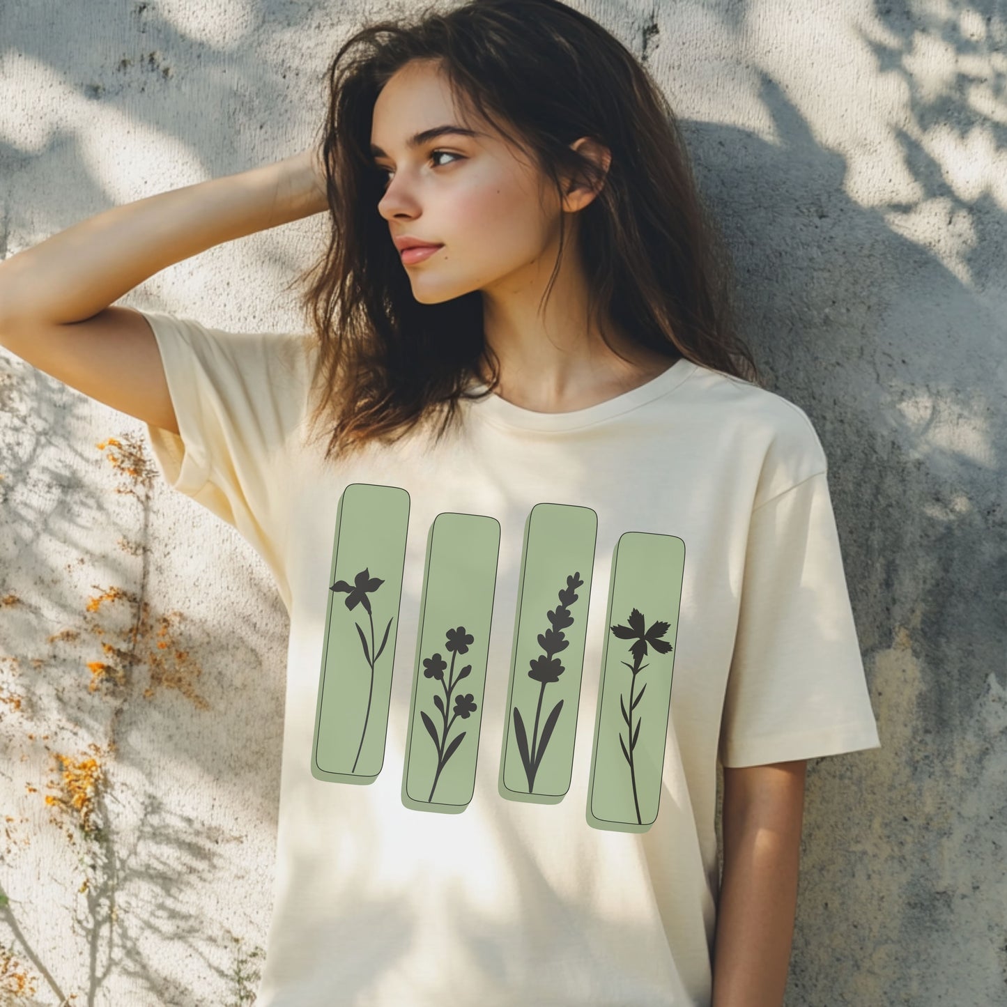 Minimal Botanical Panel T-Shirt – Nature-Inspired Wildflower Graphic Tee | Unisex Earthy Shirt
