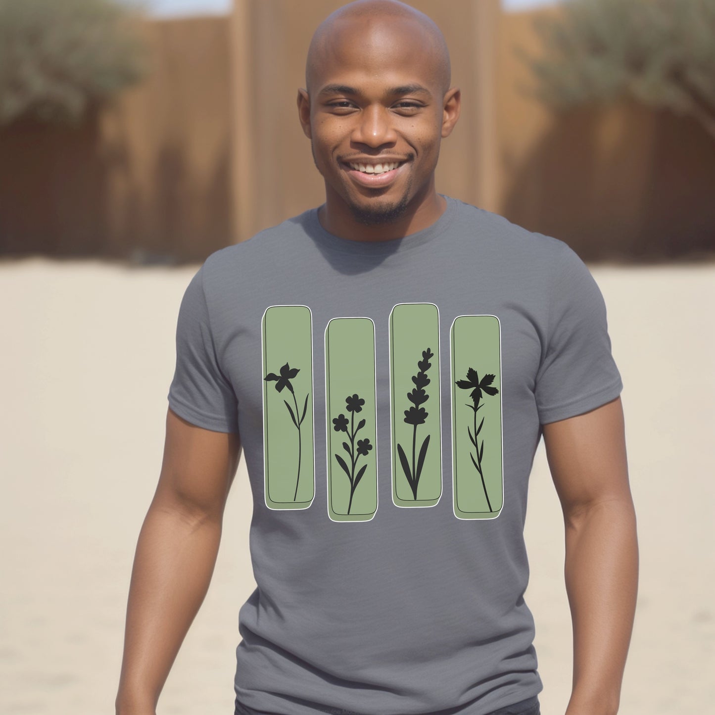 Minimal Botanical Panel T-Shirt – Nature-Inspired Wildflower Graphic Tee | Unisex Earthy Shirt