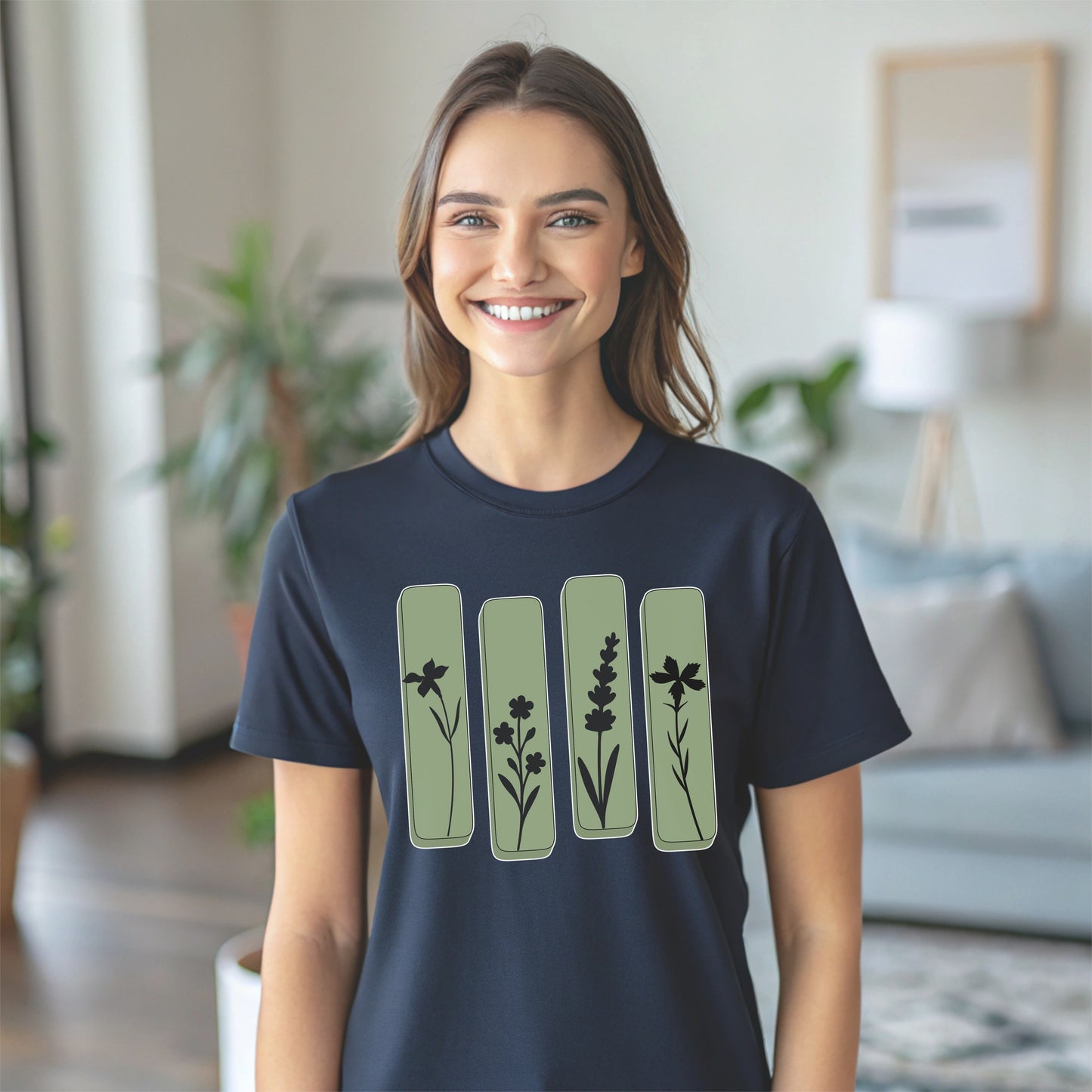 Minimal Botanical Panel T-Shirt – Nature-Inspired Wildflower Graphic Tee | Unisex Earthy Shirt