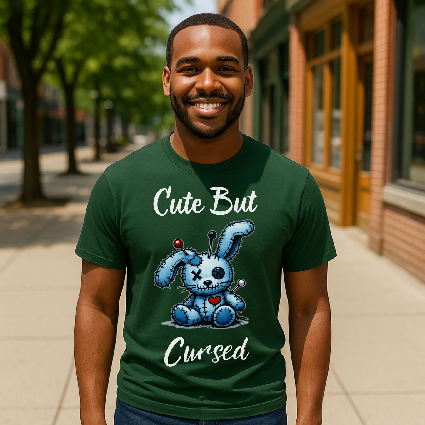 Cute But Cursed T-Shirt - Gothic Cute Bunny Shirt - Dark Humor Aesthetic Tee - Emo Alt Graphic Shirt