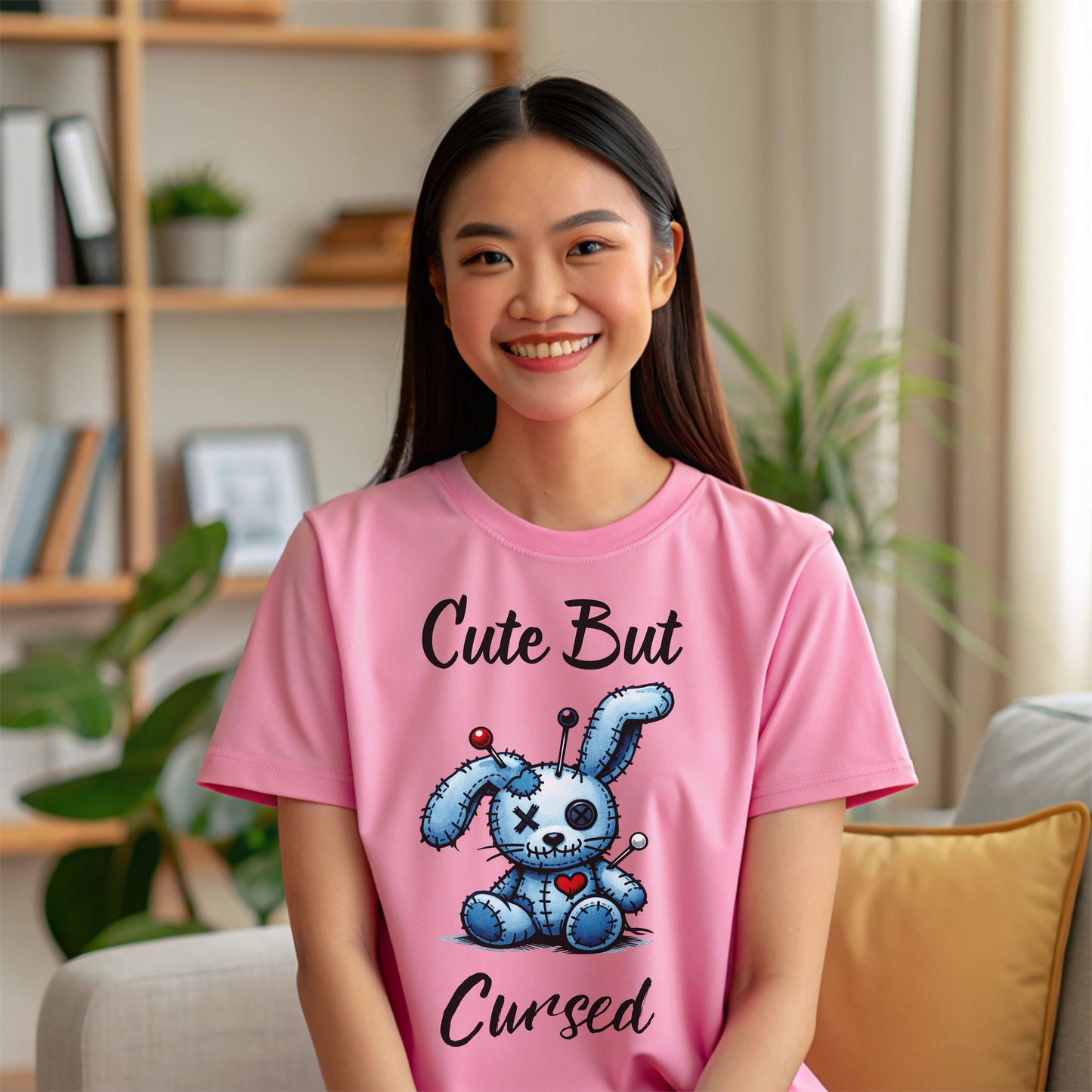 Cute But Cursed T-Shirt - Gothic Cute Bunny Shirt - Dark Humor Aesthetic Tee - Emo Alt Graphic Shirt