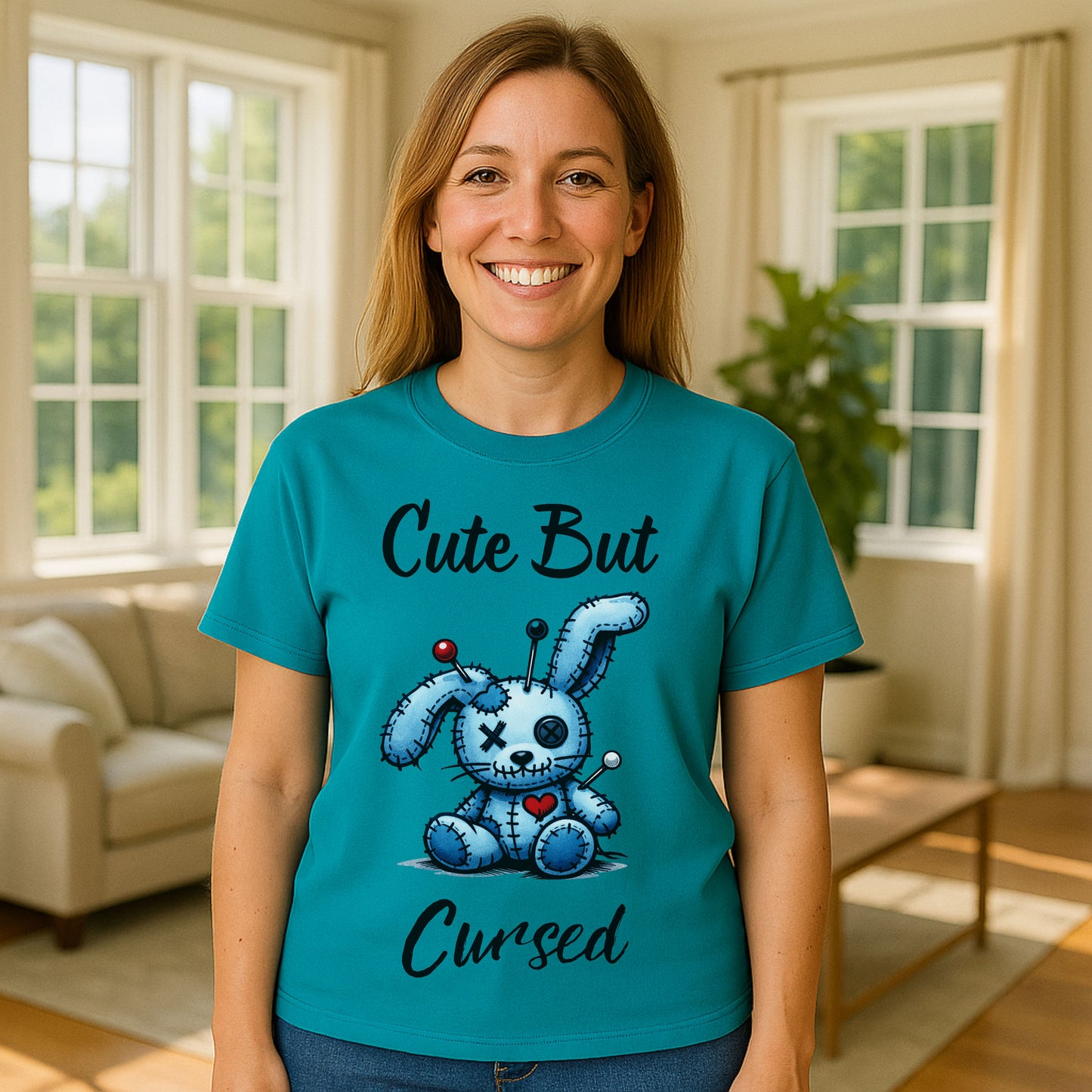 Cute But Cursed T-Shirt - Gothic Cute Bunny Shirt - Dark Humor Aesthetic Tee - Emo Alt Graphic Shirt