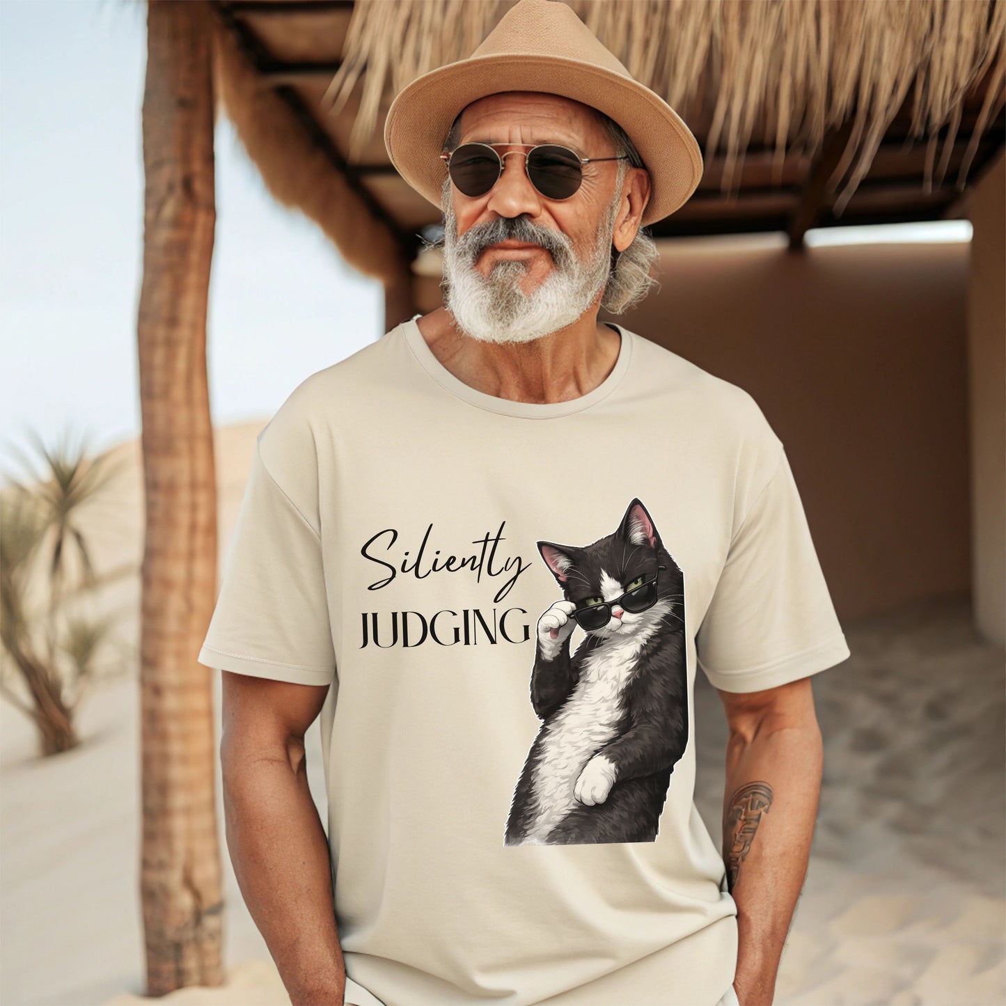 Silently Judging Cat T-Shirt – Funny Cat Shirt, Sarcastic Graphic Tee, Cat Lover Gift, Introvert Humor Tee