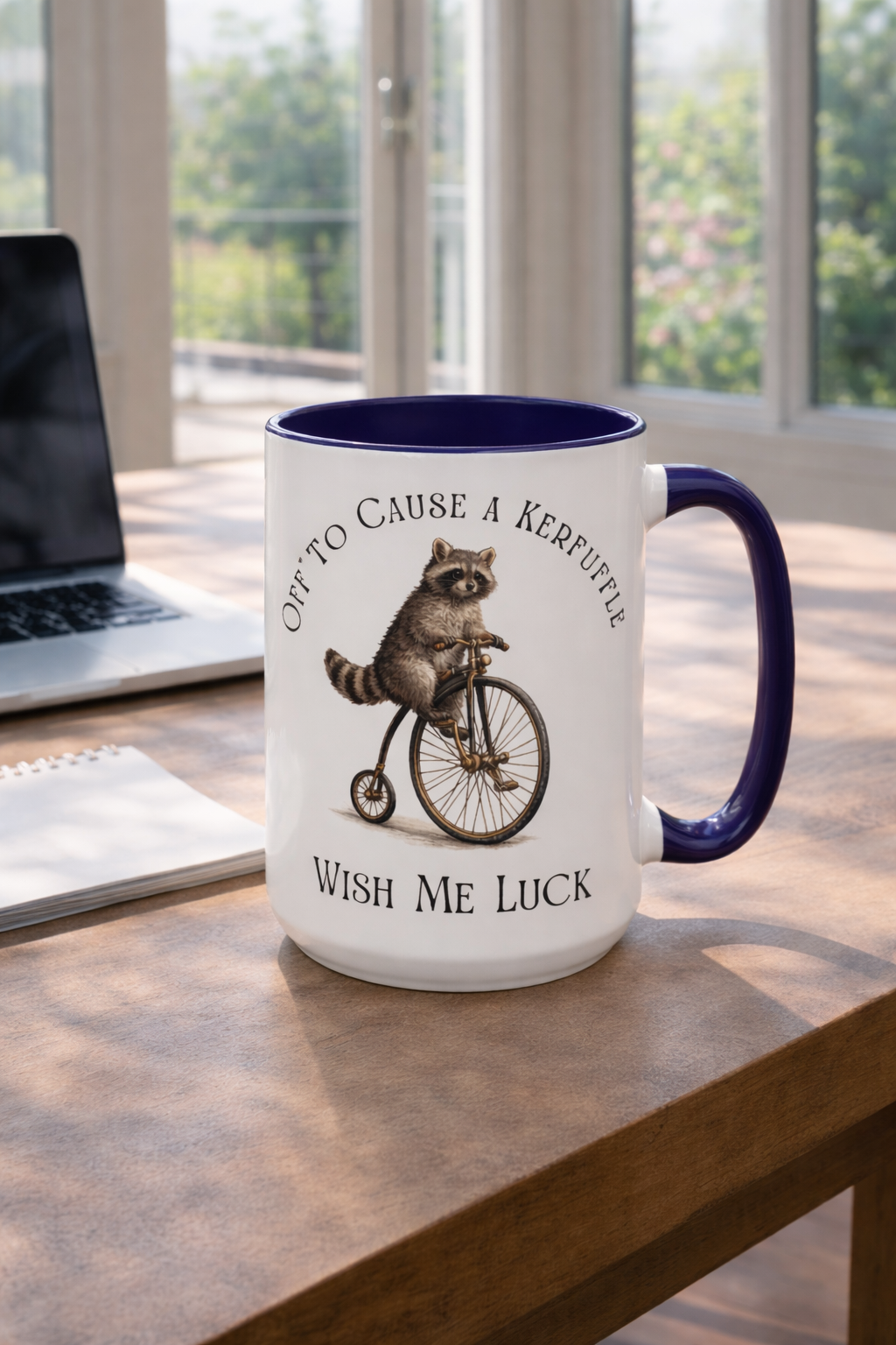 Off to Cause a Kerfuffle Raccoon Mug – Funny Coffee Mug, Cute Animal Mug, Sarcastic Gift, Morning Humor Cup
