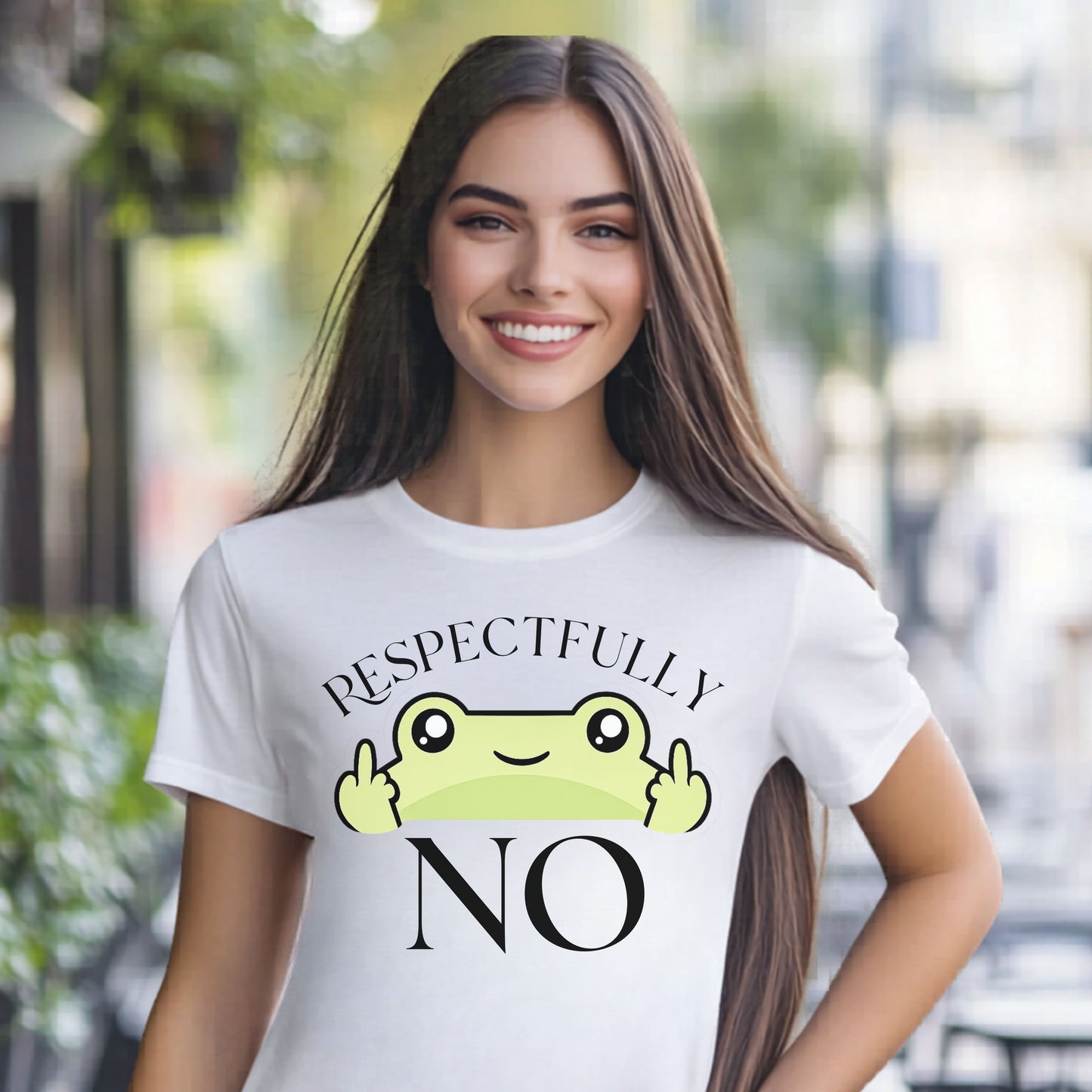 Respectfully No Frog Shirt, Funny Introvert Tee, Cute Sarcastic Graphic T-Shirt, Aesthetic Humor Shirt, Social Battery Tee