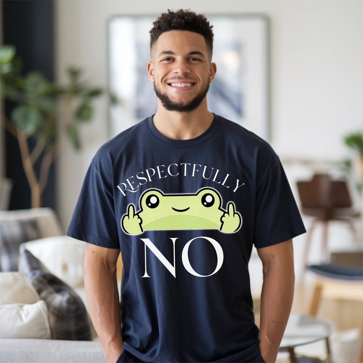 Respectfully No Frog Shirt, Funny Introvert Tee, Cute Sarcastic Graphic T-Shirt, Aesthetic Humor Shirt, Social Battery Tee
