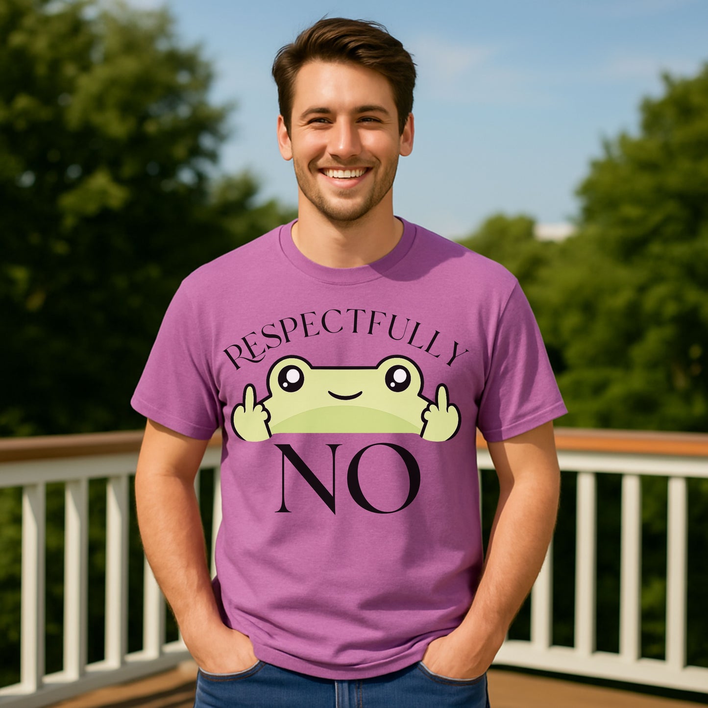 Respectfully No Frog Shirt, Funny Introvert Tee, Cute Sarcastic Graphic T-Shirt, Aesthetic Humor Shirt, Social Battery Tee