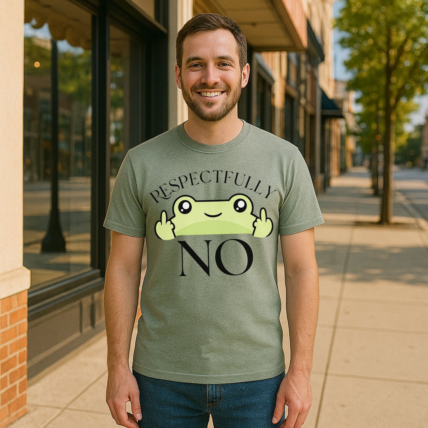 Respectfully No Frog Shirt, Funny Introvert Tee, Cute Sarcastic Graphic T-Shirt, Aesthetic Humor Shirt, Social Battery Tee