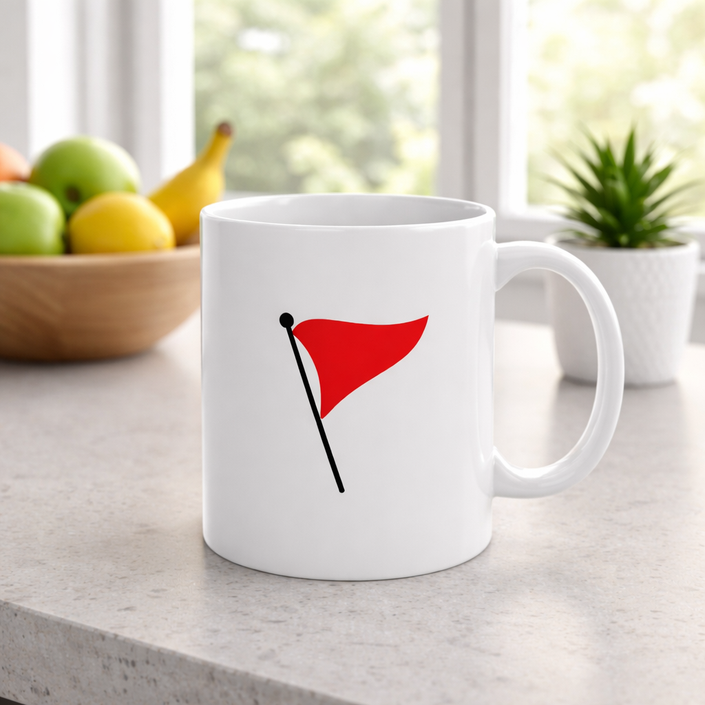 Red Flag Society Mug – Funny Dating Humor Coffee Cup | 11oz & 15oz White or Black Mug Gift