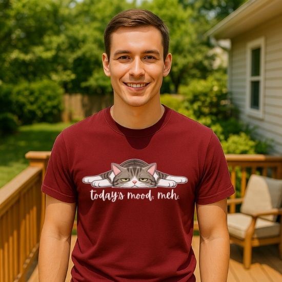 Today’s Mood Meh Cat T Shirt, Funny Cat Shirt, Sarcastic Graphic Tee, Cute Lazy Cat Tee, Introvert Mood Shirt, Gift for Cat Lovers