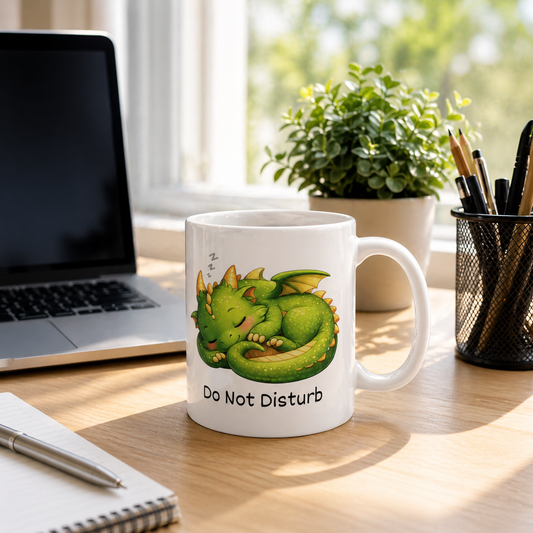Do Not Disturb Dragon Mug, Cute Dragon Mug, Sleeping Dragon Coffee Mug, Introvert Mug Gift, Book Lover Mug, Cozy Reading Mug, Funny Quiet Please Mug, Work From Home Mug, Fantasy Animal Mug