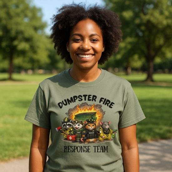 Dumpster Fire Response Team Shirt Funny Emergency Humor Tee Sarcastic Animal T Shirt Firefighter EMT Parody Graphic Tee Unisex Funny Gift