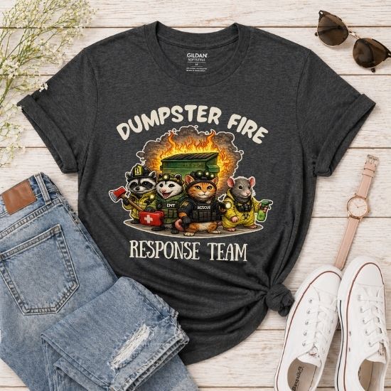 Dumpster Fire Response Team Shirt Funny Emergency Humor Tee Sarcastic Animal T Shirt Firefighter EMT Parody Graphic Tee Unisex Funny Gift