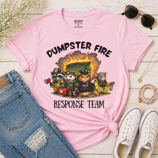 Dumpster Fire Response Team Shirt Funny Emergency Humor Tee Sarcastic Animal T Shirt Firefighter EMT Parody Graphic Tee Unisex Funny Gift