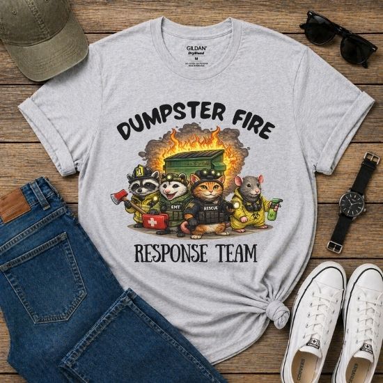 Dumpster Fire Response Team Shirt Funny Emergency Humor Tee Sarcastic Animal T Shirt Firefighter EMT Parody Graphic Tee Unisex Funny Gift
