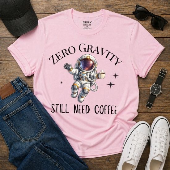 Zero Gravity Still Need Coffee Shirt, Funny Coffee Lover Shirt, Astronaut T Shirt, Space Graphic Tee, Sarcastic Coffee Shirt, Unisex Graphic Tee, Gift For Coffee Lovers