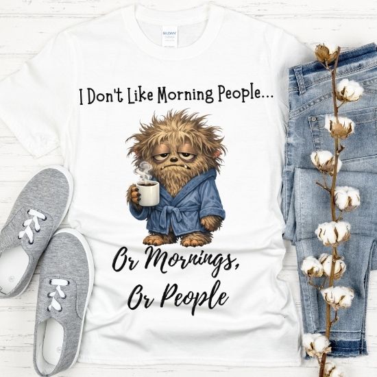 Funny Morning Person Shirt, I Don’t Like Morning People Tee, Coffee Lover Shirt, Introvert Humor T Shirt, Sarcastic Graphic Tee, Funny Coffee Shirt, Relatable Humor Tee