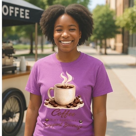 Coffee Is My Emotional Support Beverage Shirt, Funny Coffee Lover Tee, Caffeine Graphic T Shirt, Cozy Coffee Aesthetic Tee, Cute Coffee Shirt