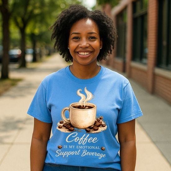 Coffee Is My Emotional Support Beverage Shirt, Funny Coffee Lover Tee, Caffeine Graphic T Shirt, Cozy Coffee Aesthetic Tee, Cute Coffee Shirt