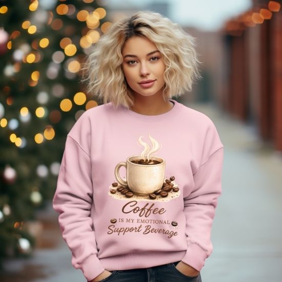 Coffee Is My Emotional Support Beverage Sweatshirt, Funny Coffee Lover Sweatshirt, Cozy Coffee Graphic Sweatshirt, Caffeine Lover Crewneck, Cute Coffee Aesthetic Sweatshirt